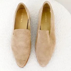 🛍️Patina Portland Leather Company Suede Pointed Toe Almond Flat Loafers size 6.5