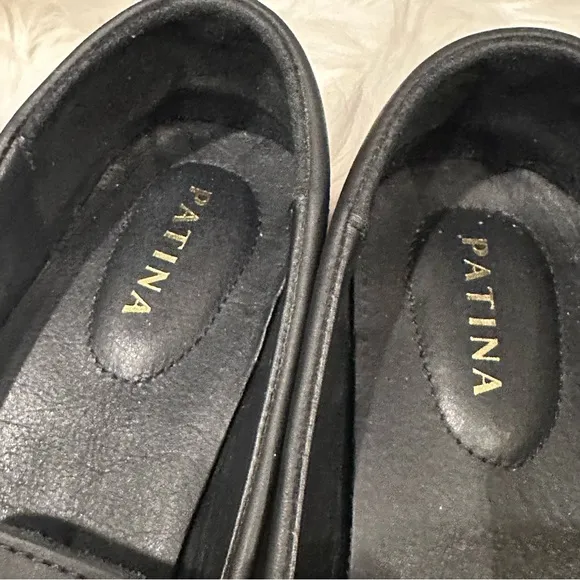 Patina Portland Leather Goods Black Slip on Flats