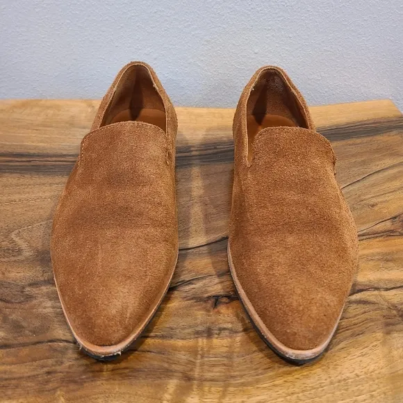 Patina Portland Leather Pointed Toe Cognac Suede Loafers