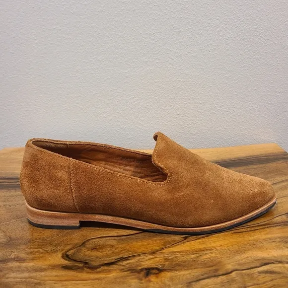 Patina Portland Leather Pointed Toe Cognac Suede Loafers