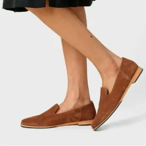 Patina Portland Leather Pointed Toe Cognac Suede Loafers