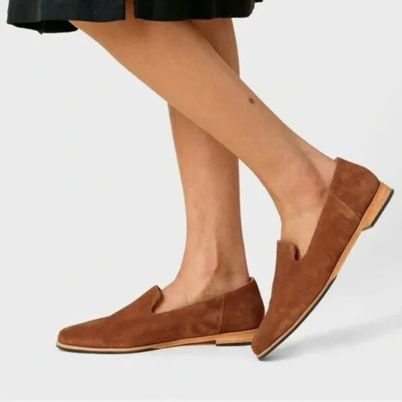 Patina Portland Leather Pointed Toe Cognac Suede Loafers