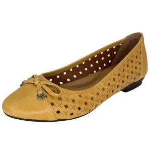 Patricia Nash Bettina Ochre Leather Perforated Bow Accent Womens Flats Size 6M