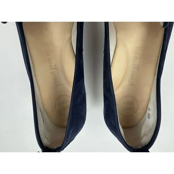 Paul Green Daniella‎ Flats Women 4.5 US 7 EUC Suede Round toe Slip on Navy Blue