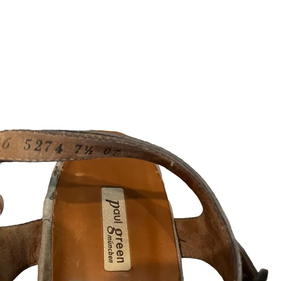 Paul Green Lava T-strap Taupe Suede Ruffle Platform Heels Sandals