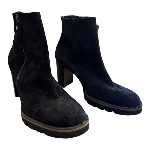 Paul Green Sloane Black Suede Pull On Zip Ankle Bootie NWT