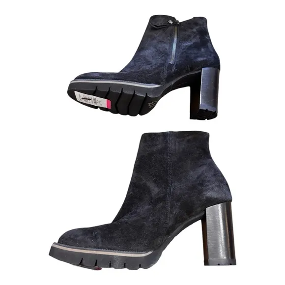 Paul Green Sloane Black Suede Pull On Zip Ankle Bootie NWT