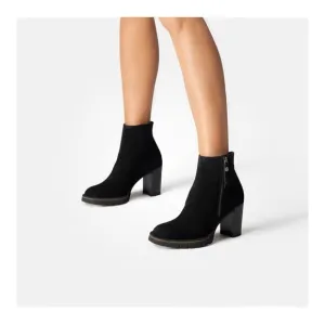 Paul Green Sloane Black Suede Pull On Zip Ankle Bootie NWT