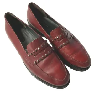 Paul Green Sofia Rock Stud Penny Loafers Lug Sole Slip-On Flats Red Size 9