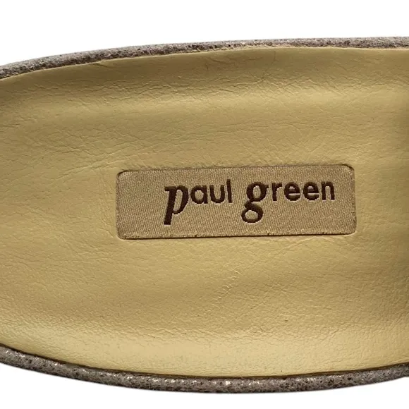 Paul Green Womens Shoes Lois Sandals Sz 8 Taupe Leather Peep Toe Heeled Buckle
