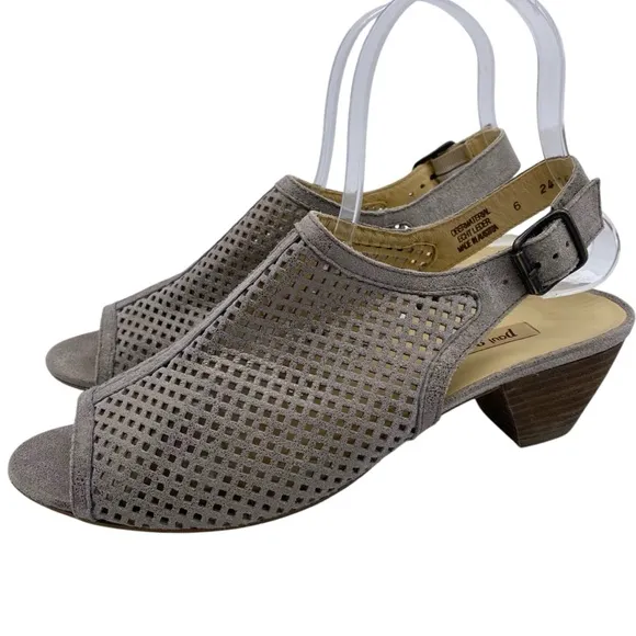 Paul Green Womens Shoes Lois Sandals Sz 8 Taupe Leather Peep Toe Heeled Buckle
