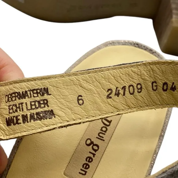 Paul Green Womens Shoes Lois Sandals Sz 8 Taupe Leather Peep Toe Heeled Buckle