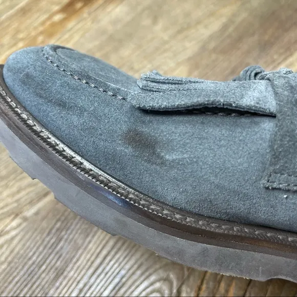 Paul Smith Mens Charcoal Suede Round-Toe Kiltie Loafers Tassel Accents Sz 8