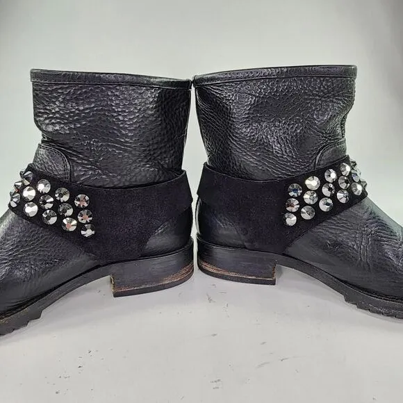 Pedro Garcia Kian Women's Pull-On Boots US 9 /39.5 Black Cervo Studded Leather
