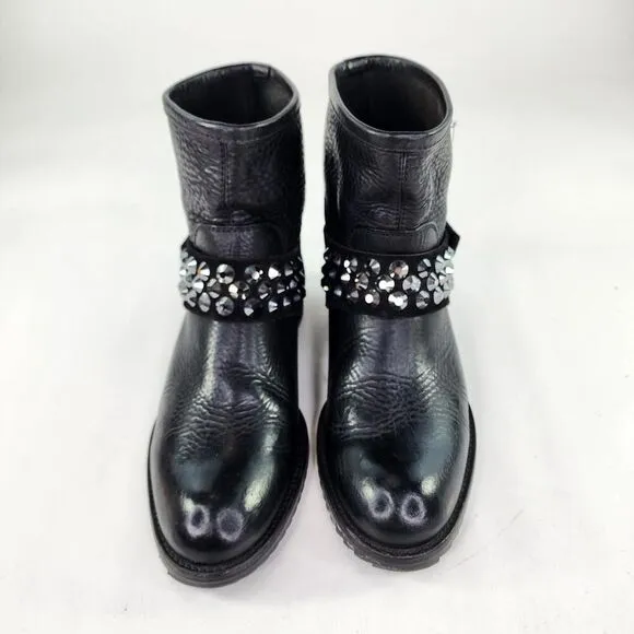Pedro Garcia Kian Women's Pull-On Boots US 9 /39.5 Black Cervo Studded Leather