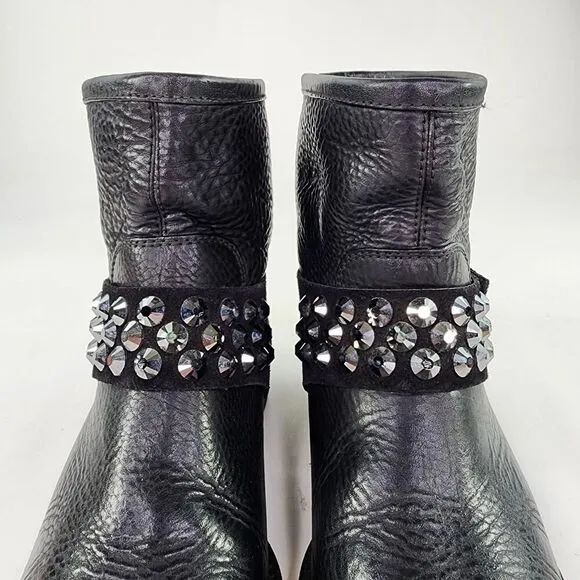 Pedro Garcia Kian Women's Pull-On Boots US 9 /39.5 Black Cervo Studded Leather