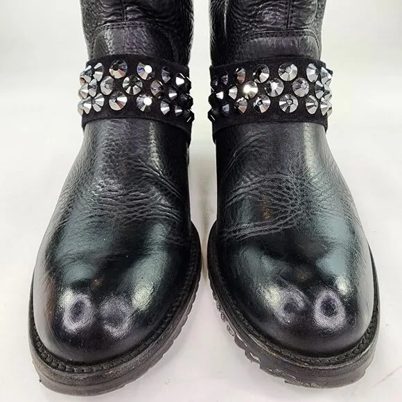 Pedro Garcia Kian Women's Pull-On Boots US 9 /39.5 Black Cervo Studded Leather