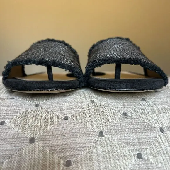 Pelle Moda Raquel Bead-like Mesh Black  Suede Slide Sandal Shoe Women’s 7 M