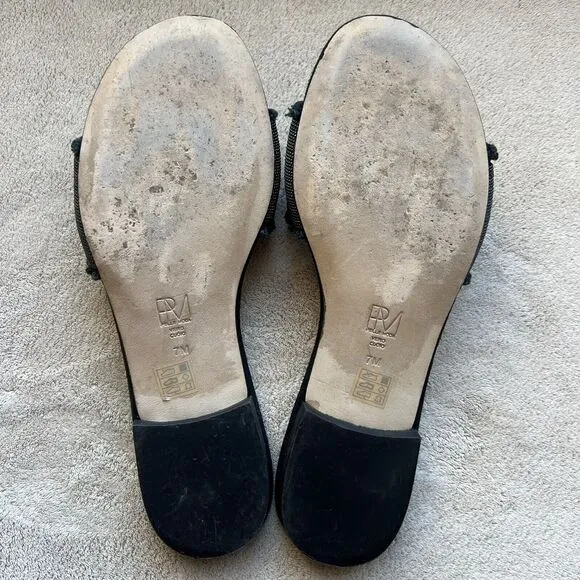 Pelle Moda Raquel Bead-like Mesh Black  Suede Slide Sandal Shoe Women’s 7 M