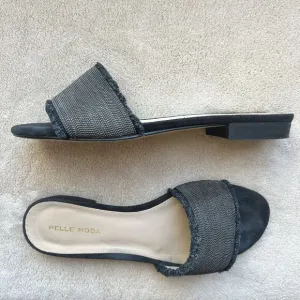 Pelle Moda Raquel Bead-like Mesh Black  Suede Slide Sandal Shoe Women’s 7 M