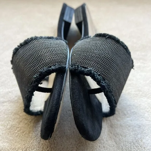 Pelle Moda Raquel Bead-like Mesh Black  Suede Slide Sandal Shoe Women’s 7 M