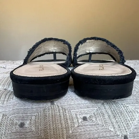 Pelle Moda Raquel Bead-like Mesh Black  Suede Slide Sandal Shoe Women’s 7 M
