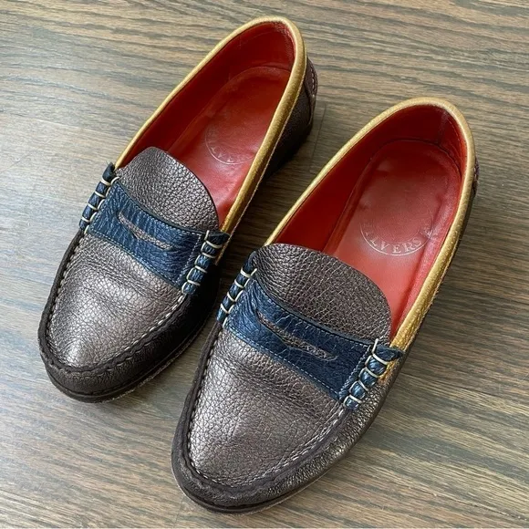 Penelope Chilvers Leather Metallic Patchwork Loafer Shoes EU 37 Made in Spain