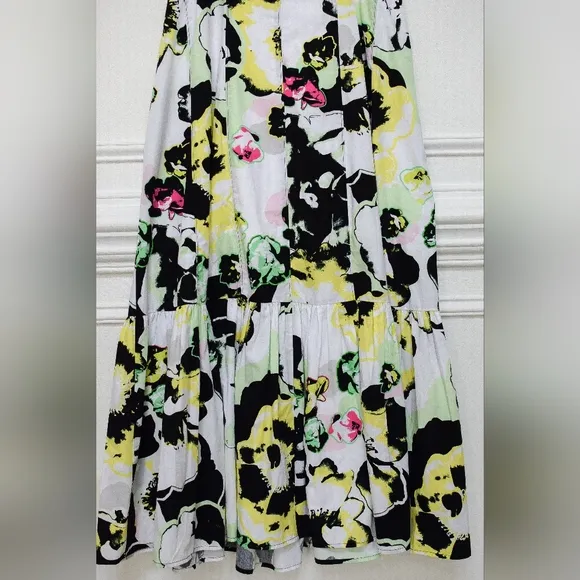 Peter Som Anthropologie Size M Larissa Tiered Floral Maxi Dress Oversized Boho