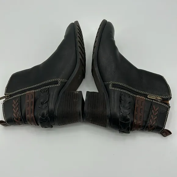 Pikolinos Black &amp; Brown Leather Ankle Boots Buckle Detail‎ Womens EU Size 39