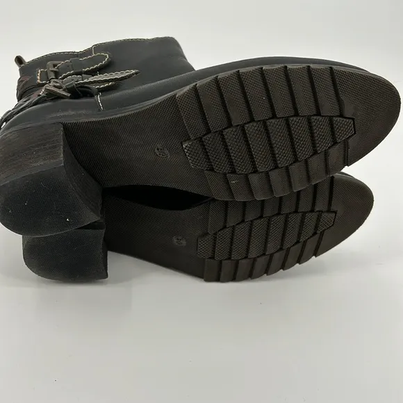 Pikolinos Black &amp; Brown Leather Ankle Boots Buckle Detail‎ Womens EU Size 39