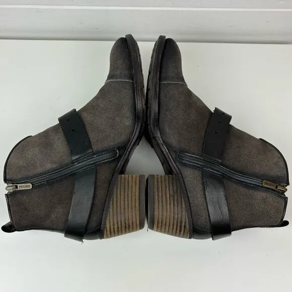 Pikolinos Gray Baqueira Suede Western Ankle Boots Harness EU 38 / US 7.5-8