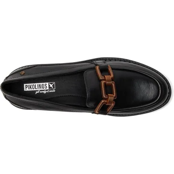 PIKOLINOS Womens Aviles Loafers EU 36 US 5.5-6 Black Leather W6P-3742 Link NIB