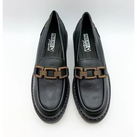PIKOLINOS Womens Aviles Loafers EU 36 US 5.5-6 Black Leather W6P-3742 Link NIB