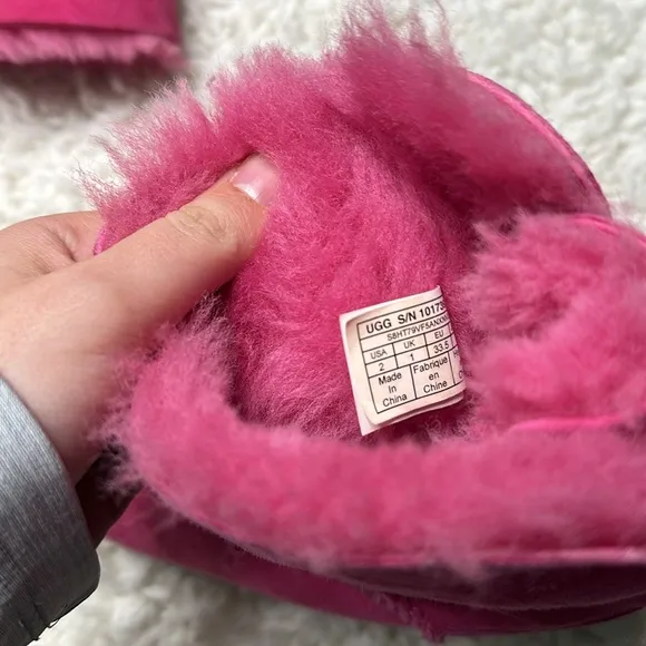 Pink Purple Ugg Bailey Bow Boots Kids Girly Fuzzy Used