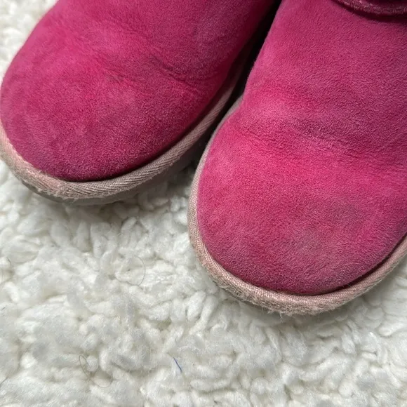 Pink Purple Ugg Bailey Bow Boots Kids Girly Fuzzy Used