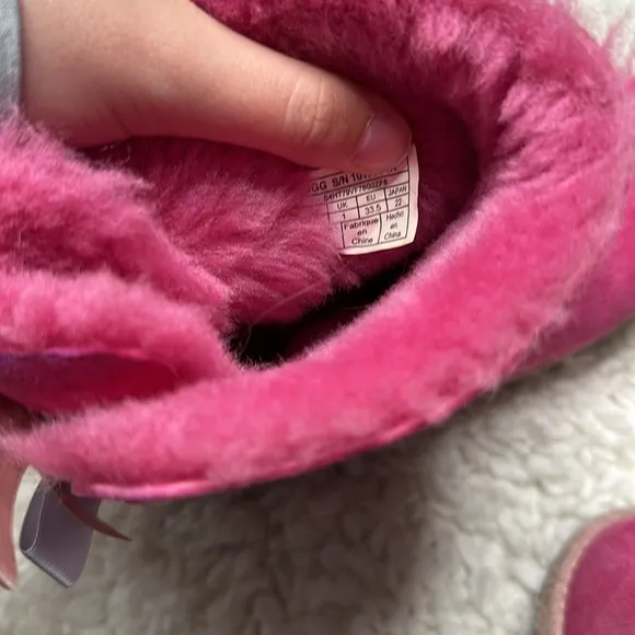 Pink Purple Ugg Bailey Bow Boots Kids Girly Fuzzy Used