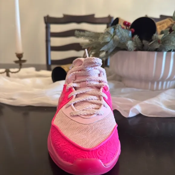 Pink Sneakers with Cushioned Sole and Mesh Design