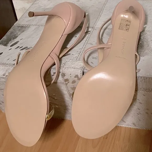 PINK STRAPPY HIGH HEELS STUNNING W/ GOLD ACCENT-MARION PARKE SIZE 8.5 (EU 38.5)