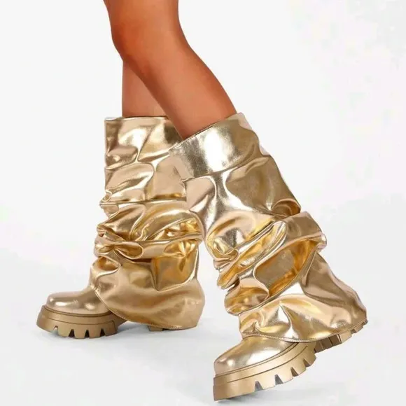 Platform Boots Sexy Chunky Wedge Party Knee High Motorcycle Boots