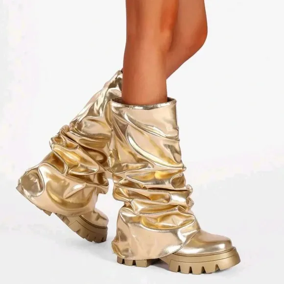 Platform Boots Sexy Chunky Wedge Party Knee High Motorcycle Boots