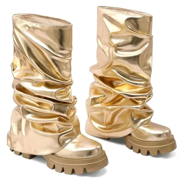 Platform Boots Sexy Chunky Wedge Party Knee High Motorcycle Boots