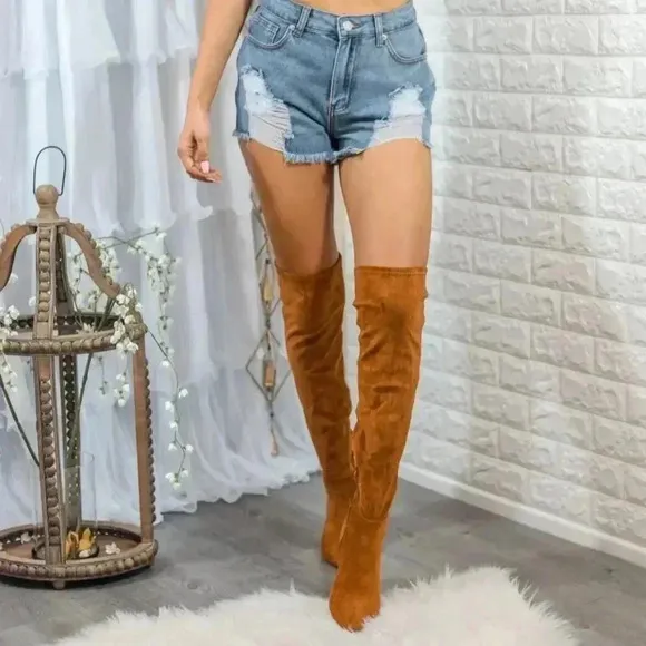 Pointed toe knee high boots