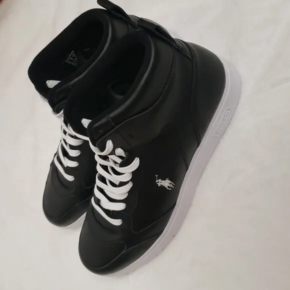 POLO Black and White Sneakers with High-Top Design and Comfortable Padding NWOT.