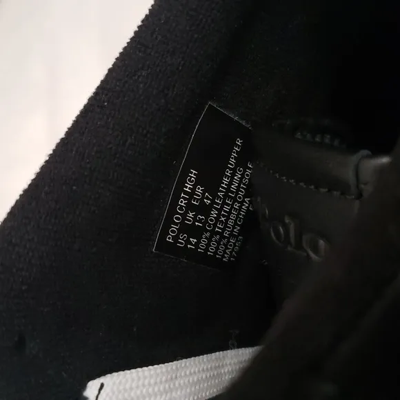 POLO Black and White Sneakers with High-Top Design and Comfortable Padding NWOT.
