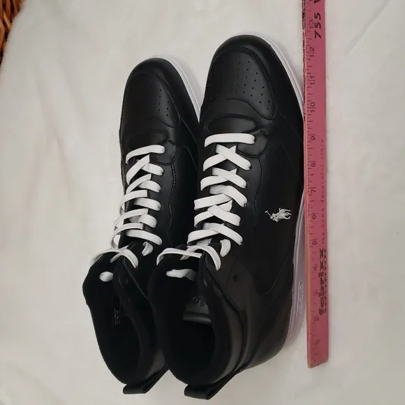 POLO Black and White Sneakers with High-Top Design and Comfortable Padding NWOT.