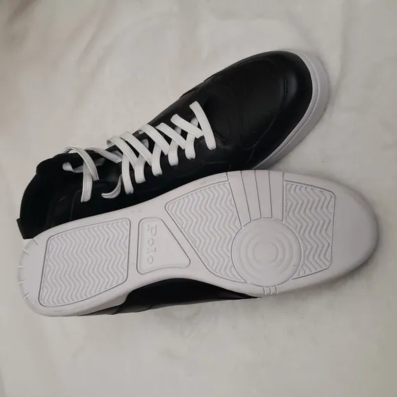 POLO Black and White Sneakers with High-Top Design and Comfortable Padding NWOT.