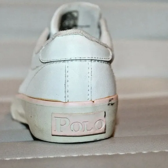 Polo Ralph Lauren Brisbane White Leather Sneakers Toddler 12 Shoes MSRP $65 NEW