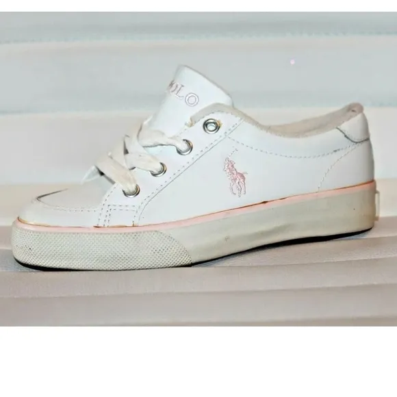 Polo Ralph Lauren Brisbane White Leather Sneakers Toddler 12 Shoes MSRP $65 NEW