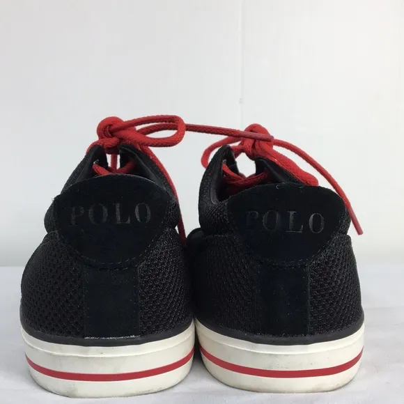 Polo Ralph Lauren Mens Red Lace Up Black Upper Sneakers Size 11 EXCELLENT