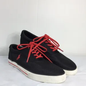 Polo Ralph Lauren Mens Red Lace Up Black Upper Sneakers Size 11 EXCELLENT
